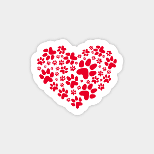 red paw prints heart Sticker